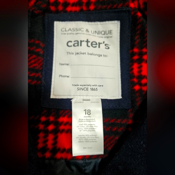 Carters Toddler Peacoat - Picture 3 of 3